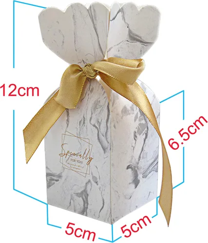 Vista 2 de Lontenrea 50 cajas de dulces para boda, fiesta de cumpleaños, caja de regalo con 50 cintas doradas para decoración