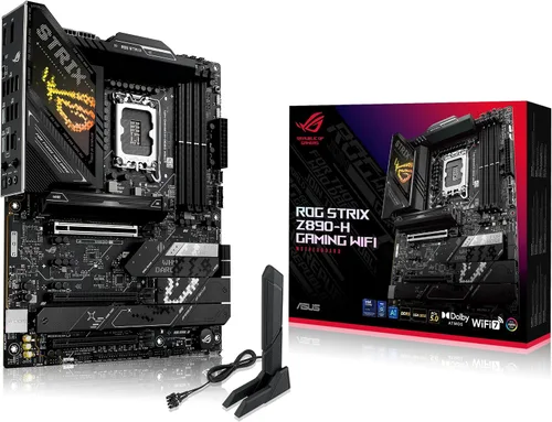 Vista 15 de ASUS ROG Strix Z890-E Gaming WiFi Intel® Z890 LGA 1851 ATX placa base, IA avanzada lista para PC, 18+2+1+2 etapas, DDR5, WiFi 7, 7X M.2