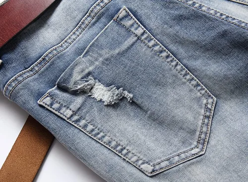 Vista 8 de XIMXIMMTIAN Jeans rectos para hombre, estilo motociclista, desgastados, desgastados, desgastados, rectos