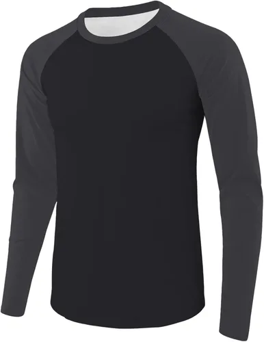 Vista 20 de Camiseta de béisbol para hombre, manga larga, cuello redondo, algodón, raglán, casual, dinámica