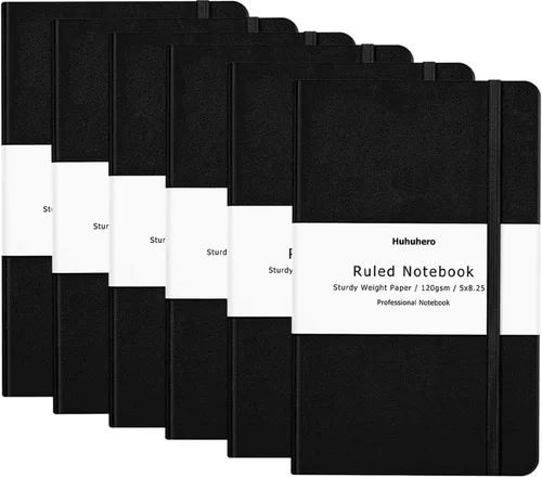 Vista 10 de Huhuhero - Diario para cuaderno con líneas, papel grueso de 120 g/m², cuaderno a rayas para la universidad, cuadernos de tapa dura para tomar notas