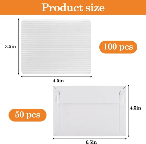 Vista 2 de Klmnop Paquete de 100 protectores de envío de tarjetas intercambiables, protectores rígidos de tarjetas de 3.5 x 4.5 pulgadas y 50 sobres