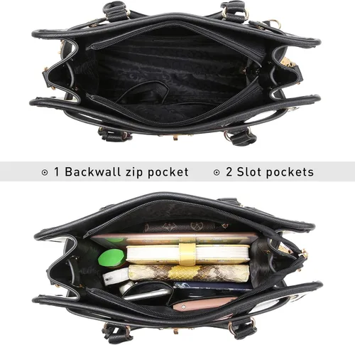 Vista 4 de Bolso de mano de moda para mujer con asa superior bolso de hombro bolso de trabajo con cartera a juego juego de 2 piezas