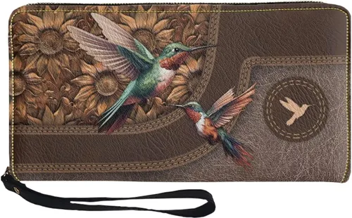 Vista 43 de Coldinair Cartera de piel sintética con cierre de cremallera para mujer, con bloqueo RFID, monedero para teléfono con correa para viaje, Añade tu