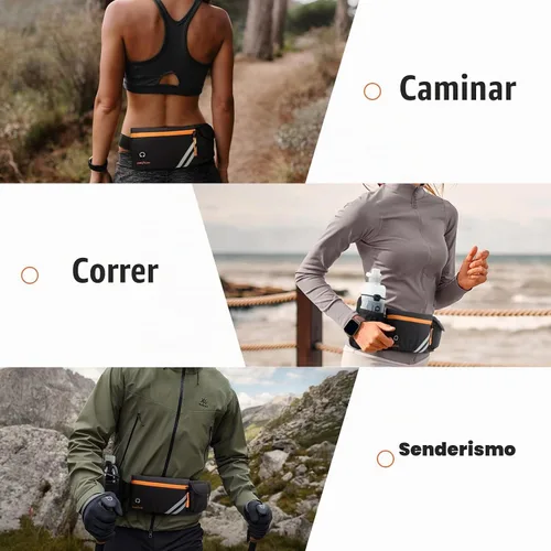 Vista 7 de Cinturón para correr con soporte para botella de agua: bolsa desmontable para botellas, cinturón delgado para correr, gran capacidad, sin rebote