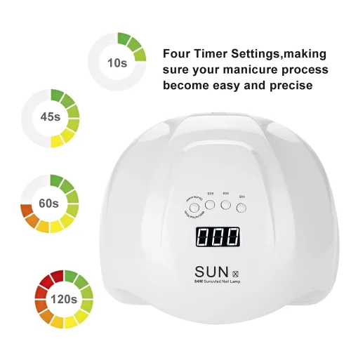 Vista 6 de Lámpara de uñas LED, secadora de uñas de 54 W, máquina de secado de uñas LED, luz de curado de esmalte de uñas, fuente de luz dual, herramienta