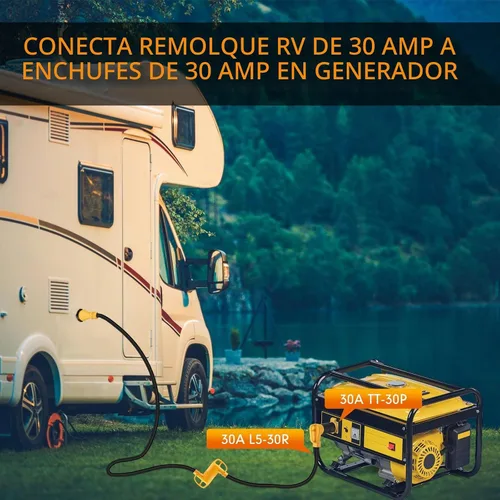 Vista 5 de Kanayu NEMA TT-30P a L5-30R Adaptador RV de 30 amperios, enchufe de bloqueo Negro