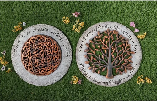 Vista 2 de Roman Giftware Inc., Garden Collection, escalón redondo celta de 12 pulgadas de profundidad, religioso, inspirador, duradero (12 x 1 x 12)