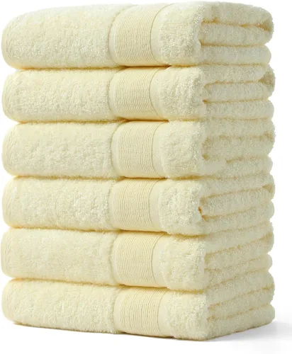 Vista 15 de Aibaser Toallas de baño, 27 x 54 pulgadas, naturales, ultra absorbentes, para baño, viajes, gimnasio, ducha y spa (juego de 6 piezas) (azul)