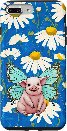 Vista 12 de Adorable Pig Piglet with Butterfly Wings Daisy Flower Sweet Case for iPhone 17