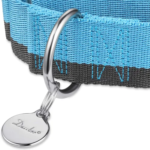 Vista 2 de Collar Martingale de 1.5 Pulgadas de Ancho de Nylon Extra Fuerte 1200D para Perros, Collar para Perros de Servicio Pesado Sin Tirones con Rayas de 2