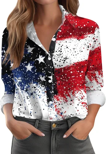 Vista 30 de Camisetas de San Valentín para mujer, camisas con botones, blusas de corazón, elegantes, informales, cuello de solapa, manga larga, suave, cómoda