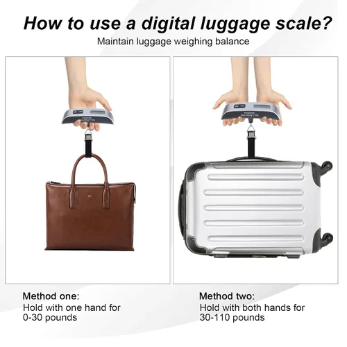 Vista 2 de Paquete de 2 básculas digitales de equipaje de viaje, báscula de equipaje portátil, báscula de equipaje para maletas, ideal para báscula de viaje
