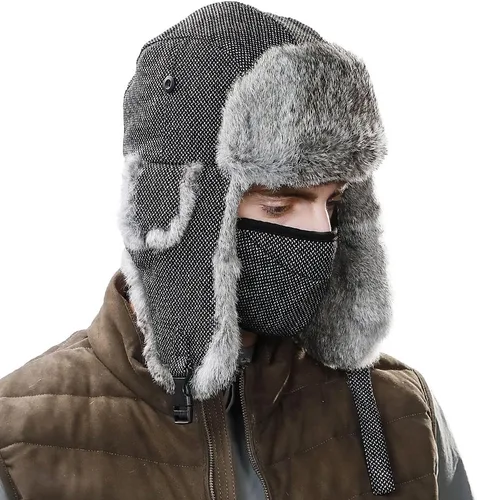 Vista 30 de Comhats Gran XL Trapper Trooper Caza Cálido Oído Solapa Rusia Ushanka Invierno Esquí Clima Frío Bombardero Sombreros para Hombres