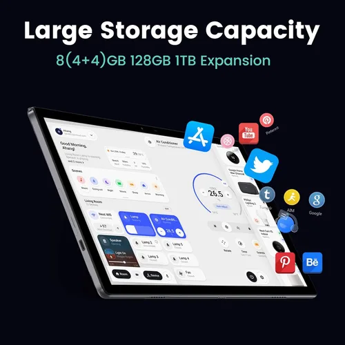 Vista 3 de 10 pulgadas Android Tablet 1280x800 IPS HD pantalla táctil 8 GB RAM+128 GB ROM 10' gris 2025