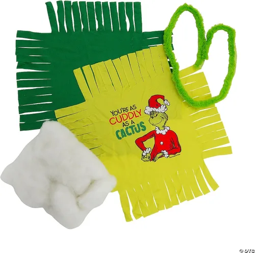 Vista 2 de Fun Express Dr. Seuss The Grinch - Almohada atada con diseño de cactus con ribete de piel, kit de manualidades para 6