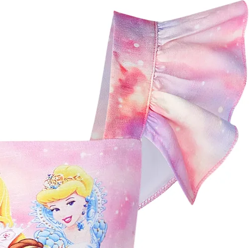 Vista 3 de YY-one Vestido de princesa con cuello cuadrado para niñas, vestido de princesa con mangas con volantes, vestido de princesa para niñas