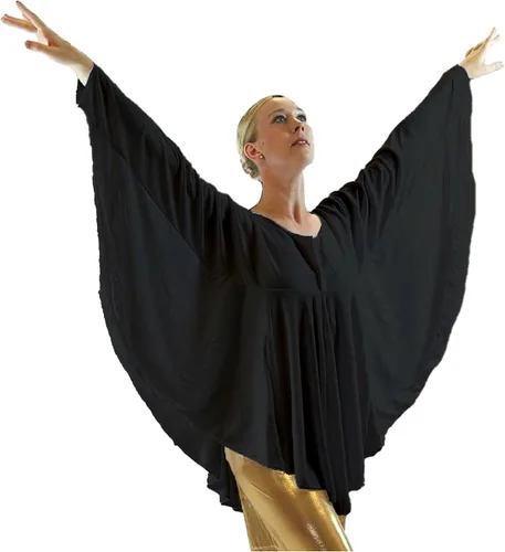 Vista 5 de Danzcue Camiseta de baile con ala de ángel para mujer Negro