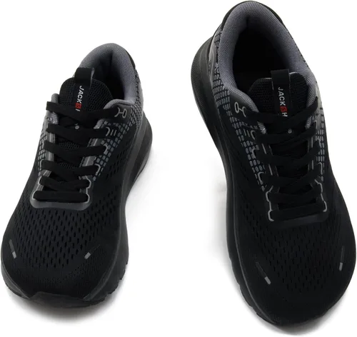 Vista 8 de JACKSHIBO Puntera ancha para hombres y mujeres, zapatos deportivos para correr en carretera, ligeros, transpirables, neutros, acolchados