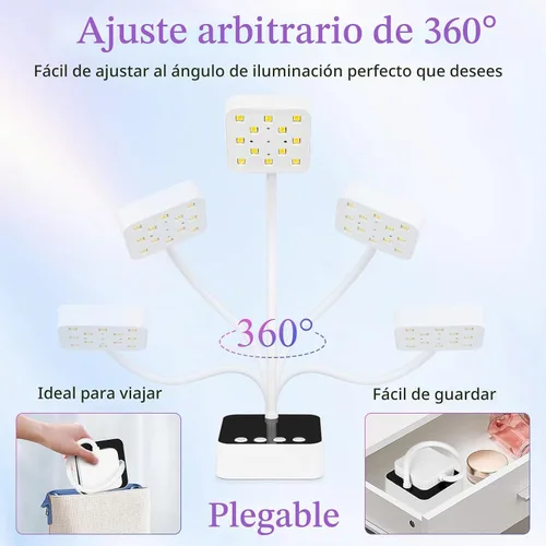 Vista 6 de Luz LED de uñas para uñas de gel - Mini lámpara de uñas de gel inalámbrica de 36 W, esmalte de curado flash, secadora de uñas con 4 veces y sensor