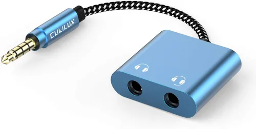 Vista 6 de Cubilux divisor de auriculares de 3,5 mm a doble conector de audio compatible con MacBook iPad iPod, Smartphone, computadora, portátil, tableta, 2