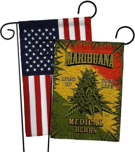 Vista 4 de Marihuana Burlap Garden Flags 2pcs Pack Novelty Trendy Popular New Trend Interesting Exciting Small Decorative Gift Yard House Banner Double-Sided