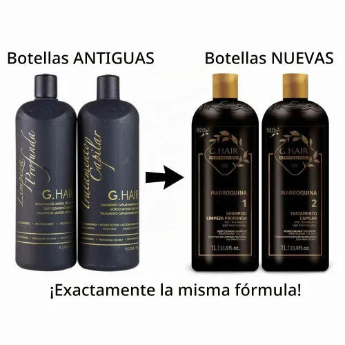 Vista 2 de G.HAIR Kit de tratamiento de queratina suavizante marroquí (2 pasos) 33.8 onzas / 1 L cada uno