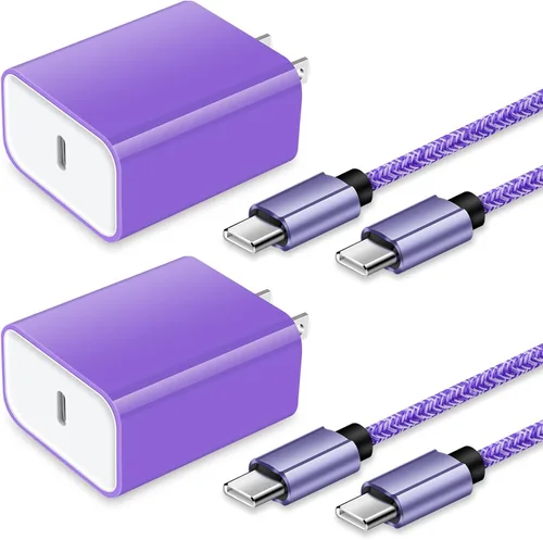 Vista 8 de Cargador tipo C de carga rápida, paquete de 20 W, bloque de cargador súper rápido para teléfono Android con cable USB C a C de 6 pies para Samsung