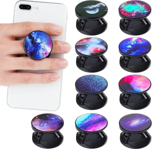 Vista 12 de Honoson 9 Piezas Soporte de Agarre para Teléfono Celular Soporte Plegable Colorido Autoadhesivo Anillo para Dedos de Sublimación para Teléfono