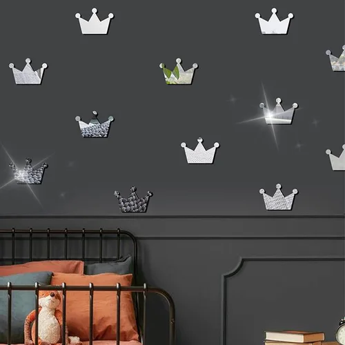 Vista 3 de 20 calcomanías de pared de espejo de corona, decoración de pared de princesa para habitación de bebé, calcomanía de pared para habitaciones
