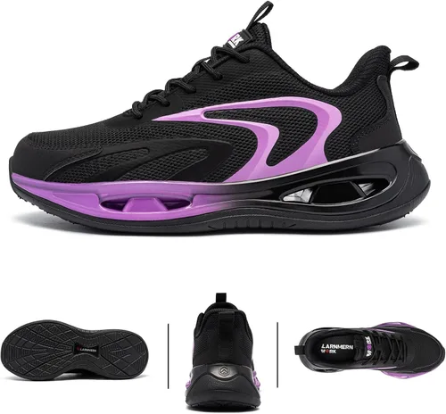 Vista 3 de LARNMERN Wide Steel Toe Shoes for Women Work Safety Sneakers Lightweight Comfortable Breathable Tennis Shoe Indestructible Boots