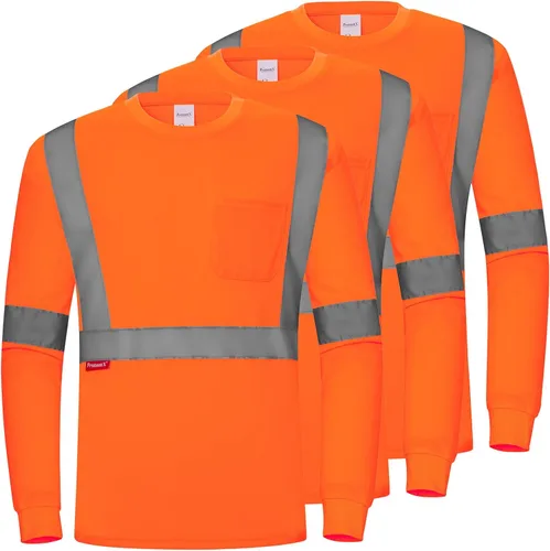 Vista 8 de ProtectX Camisas de manga larga de alta visibilidad, camiseta de seguridad reflectante de alta visibilidad para hombres y mujeres, camisa
