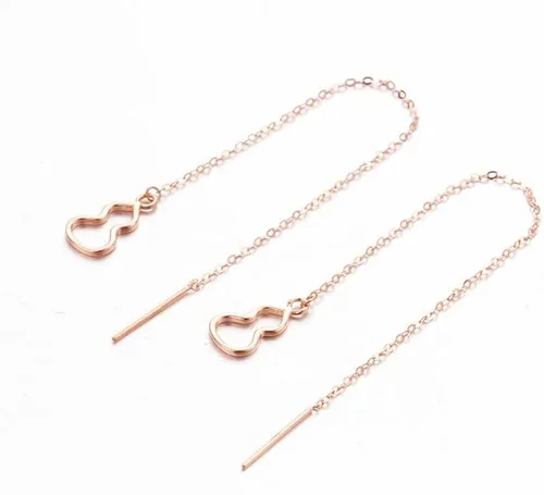 Vista 2 de SAGEKING 2024 New 585 Purple Gold Plated 14K Rose Gold Gourd Earrings For Women Long Ear Line Classic Fashion Concise Party Jewelry Gifts Fashion