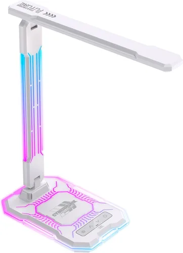 Vista 9 de WILIT Lámpara de escritorio para dormitorio universitario, luz de escritorio RGB para juegos con carga inalámbrica y puerto USB, lámpara de jugador