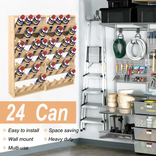 Vista 4 de Nisorpa Soporte para 24 latas de pintura en aerosol o lubricante, estante para latas de aerosol de 6 niveles, estante de almacenamiento de latas