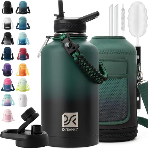 Vista 32 de DYSANKY Botella de agua aislada de 32 onzas, metal al vacío de acero inoxidable grueso, jarra de agua deportiva portátil para gimnasio y senderismo