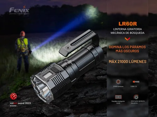 Vista 4 de fenix LR60R, linterna LED recargable de largo alcance ultra brillante 21,000 lúmenes 3,559.7 ft 113 horas máximo carga rápida de 45 W