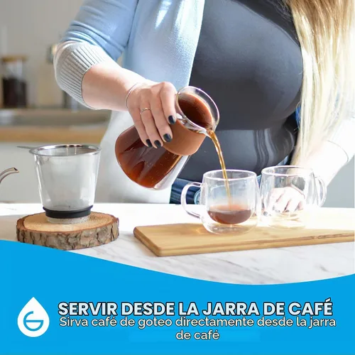 Vista 5 de GROSCHE Amsterdam - Cafetera de vidrio para verter – cafetera manual de una sola taza con parte superior de vidrio extraíble y filtro permanente
