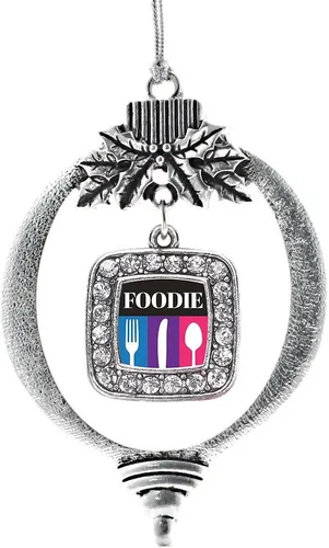 Vista 238 de Inspired Silver - Adorno con dije de reina de rodillo - Adornos navideños cuadrados de plata con joyas de circonita cúbica