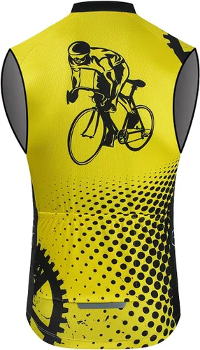 Vista 2 de Aogda Chaleco de ciclismo para hombre, camisetas de ciclismo en equipo, camisetas sin mangas, ropa