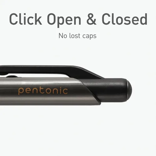 Vista 5 de Pentonic GR-T Bolígrafos de gel retráctiles, 10 unidades, tinta negra, punta fina de 0.7 mm, escritura suave para diario, toma de notas, oficina