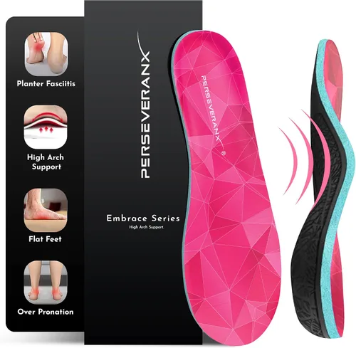 Vista 10 de Plantillas de fascitis plantar de grado NASA – Plantillas de soporte de arco alto para hombres y mujeres – Plantillas de zapatos para alivio