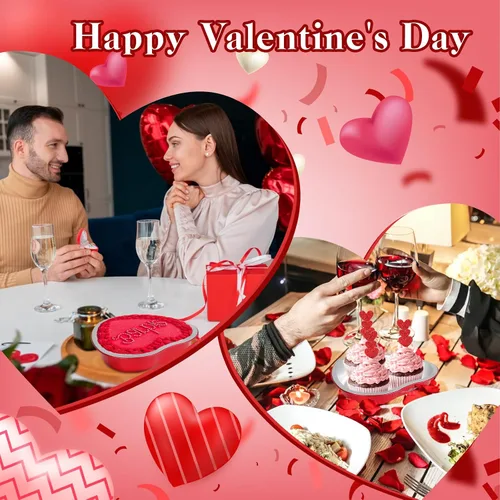 Vista 5 de 20 Pack 22oz Heart Shaped Cake Pans with Lids,Aluminum Foil Heart Baking Cups,Disposable Ramekins Liners Tins for Valentine's Day