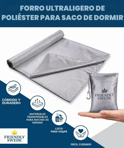 Vista 2 de The Friendly Swede Sleeping Bag Liner - Cold Weather Microfiber or Ultralight Polyester Adult Sleep Sack in 3 Sizes- for Hotel and Camping Sheets