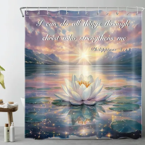 Vista 21 de LB Cortina de ducha asiática de piedra zen, cortina de ducha japonesa para baño, cortinas de baño de tela negra de 48 x 72 pulgadas con ganchos