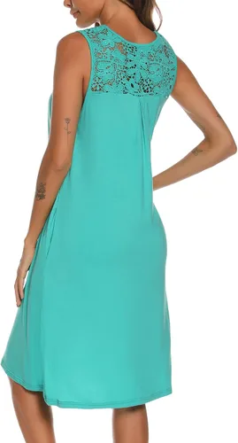 Vista 5 de YOZLY Camisones para mujer, suave, sin mangas, vestido de noche de encaje