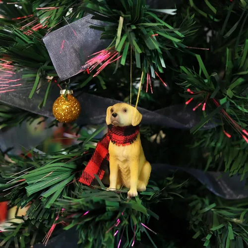Vista 2 de Needzo Golden Retriever Adorno de Navidad, accesorios para árbol de Navidad, 2.5 pulgadas