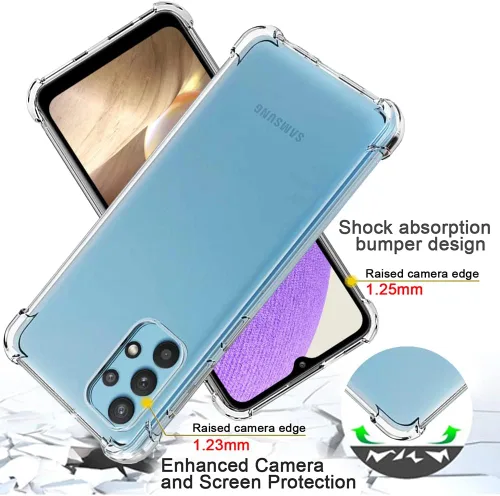 Vista 8 de Yiakeng Funda protectora para Samsung Galaxy A32 5G con protector de pantalla, transparente, delgada, de silicona suave, TPU protectora para Samsung