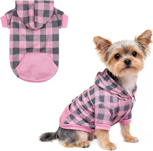 Vista 23 de KOOLTAIL Sudadera a cuadros con capucha, con gorro y bolsillo, para perros pequeños, medianos y grandes y gatos, abrigo suave y cálido para invierno