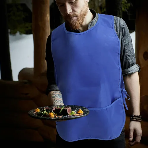 Vista 6 de minkissy Delantal sin mangas de poliéster impermeable con bolsillo negro y azul delantal para cocina, restaurante y estilista uso para hombres